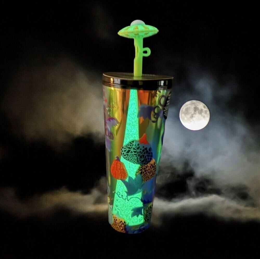 Starbucks Halloween 2024 Glow in the Dark UFO Pumpkin Cold Cup 24oz NEW